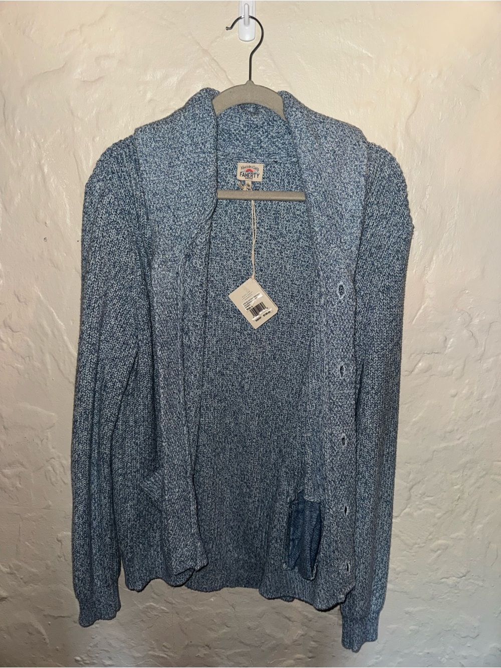 Faherty Light Blue Marled Knit Cardigan